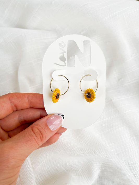 Dainty Sunflower Hoops