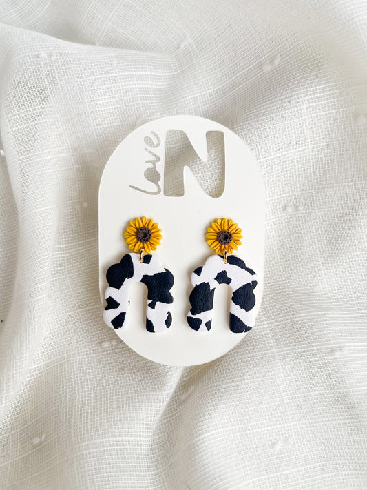 Sunflower Moo Scallop Dangles