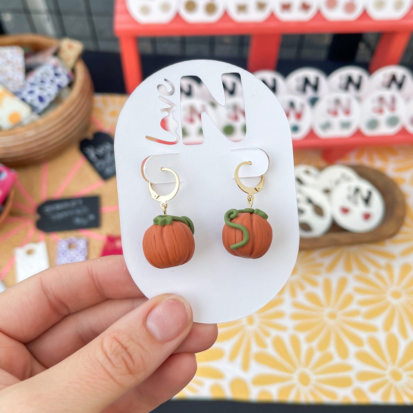 Pumpkin Charm Huggies