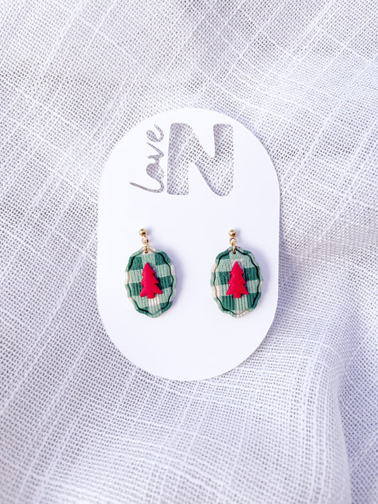Gingham Christmas Stamp Dangle
