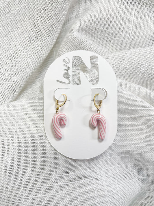 Candy Cane Huggie Hoops