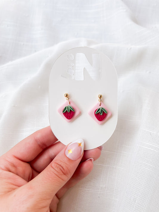 Strawberry Diamond Dangles