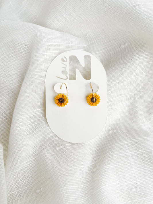 Dainty Sunflower Hoops