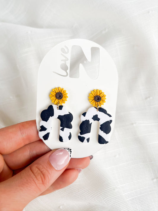 Sunflower Moo Scallop Dangles