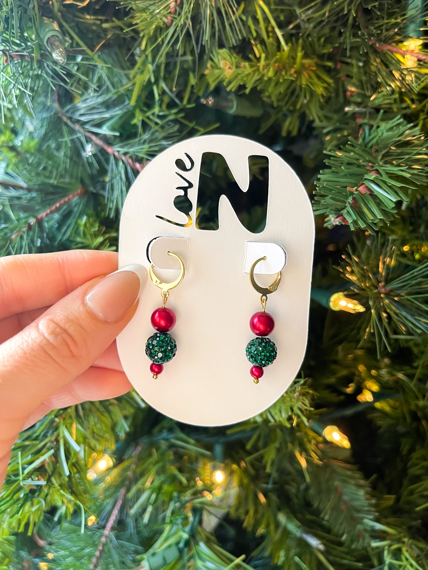 Bejeweled Christmas Huggie Hoops