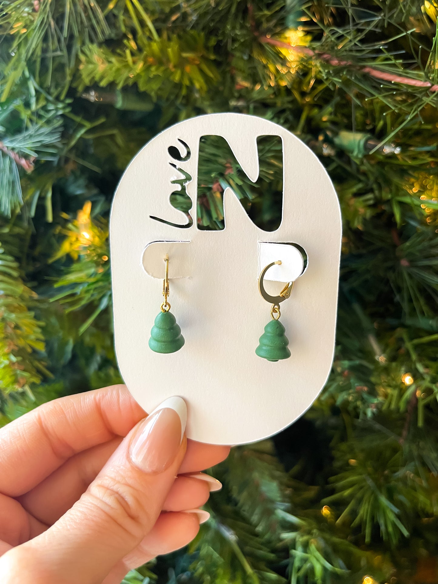 Mini Christmas Tree Huggie Hoops