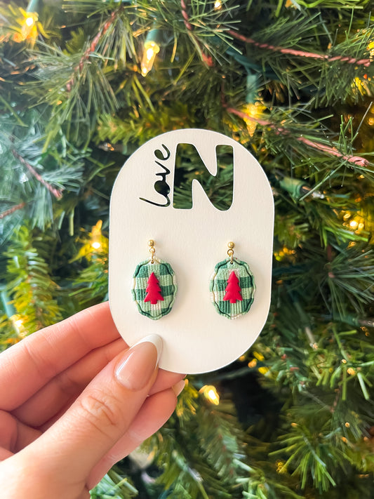 Gingham Christmas Stamp Dangle