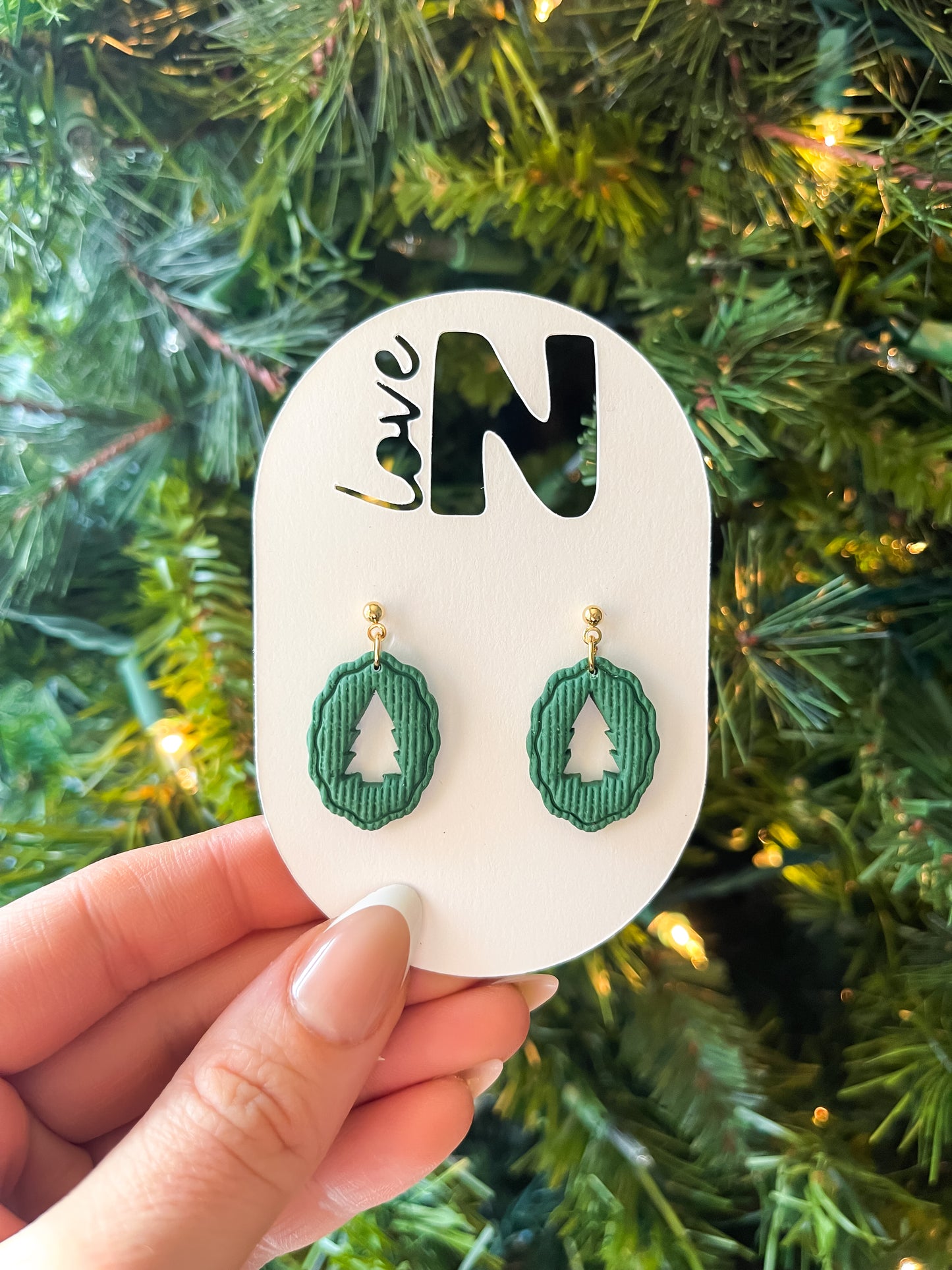 Linen Christmas Tree Stamp Dangle