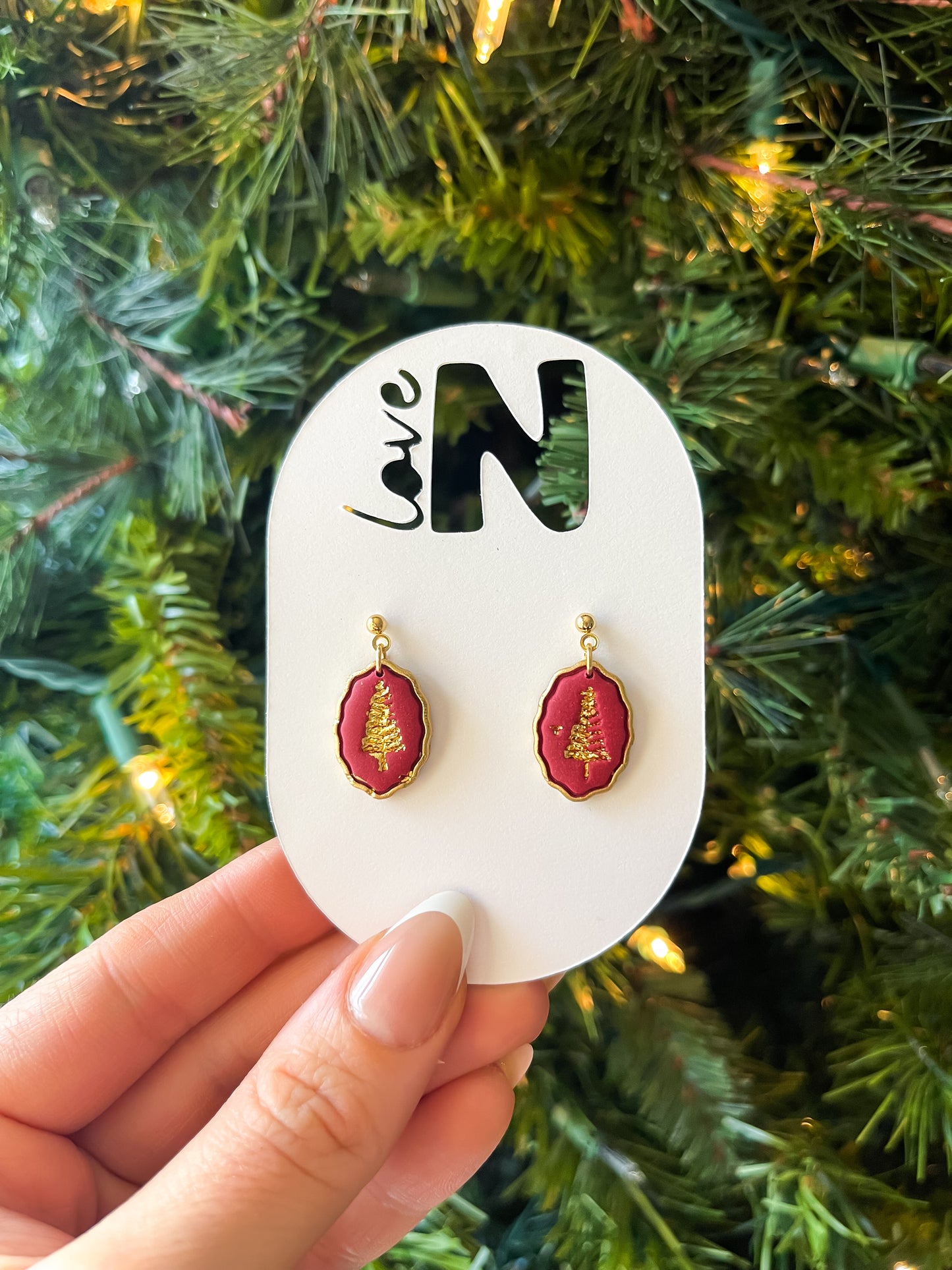 Gold Leaf Christmas Stamp Dangle