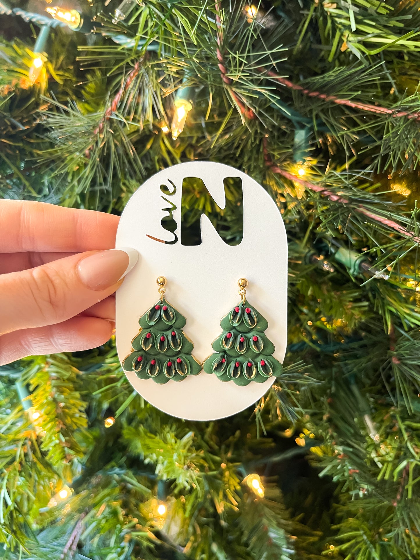 Statement Floral Christmas Tree Dangles