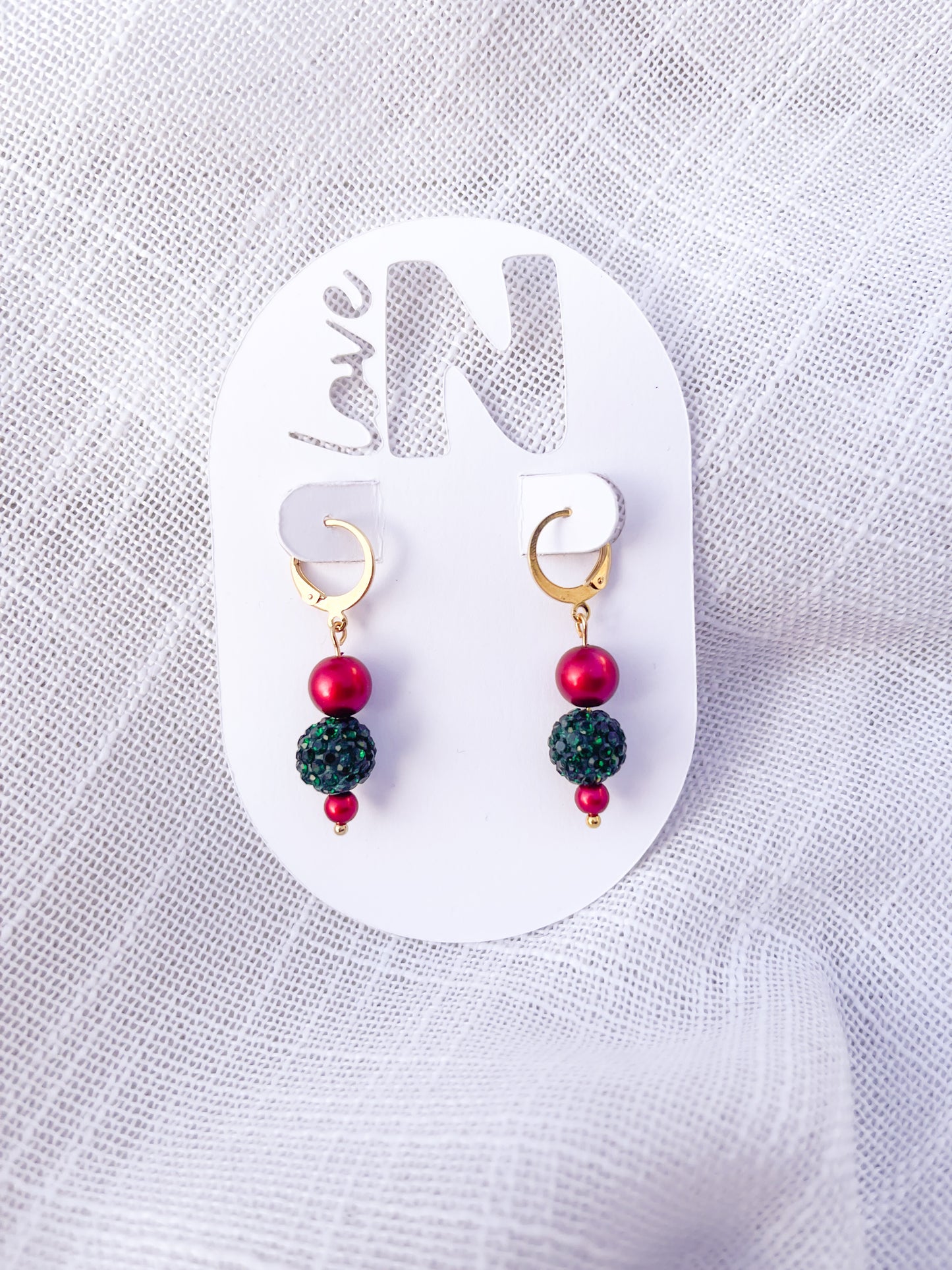 Bejeweled Christmas Huggie Hoops