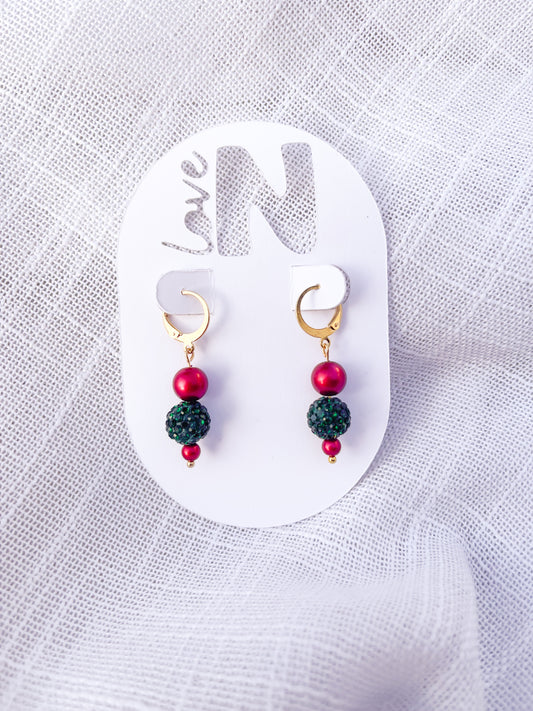 Bejeweled Christmas Huggie Hoops