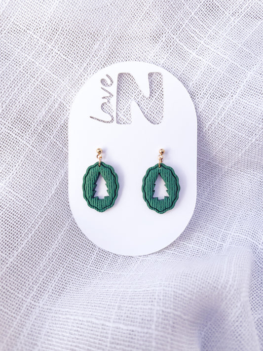 Linen Christmas Tree Stamp Dangle