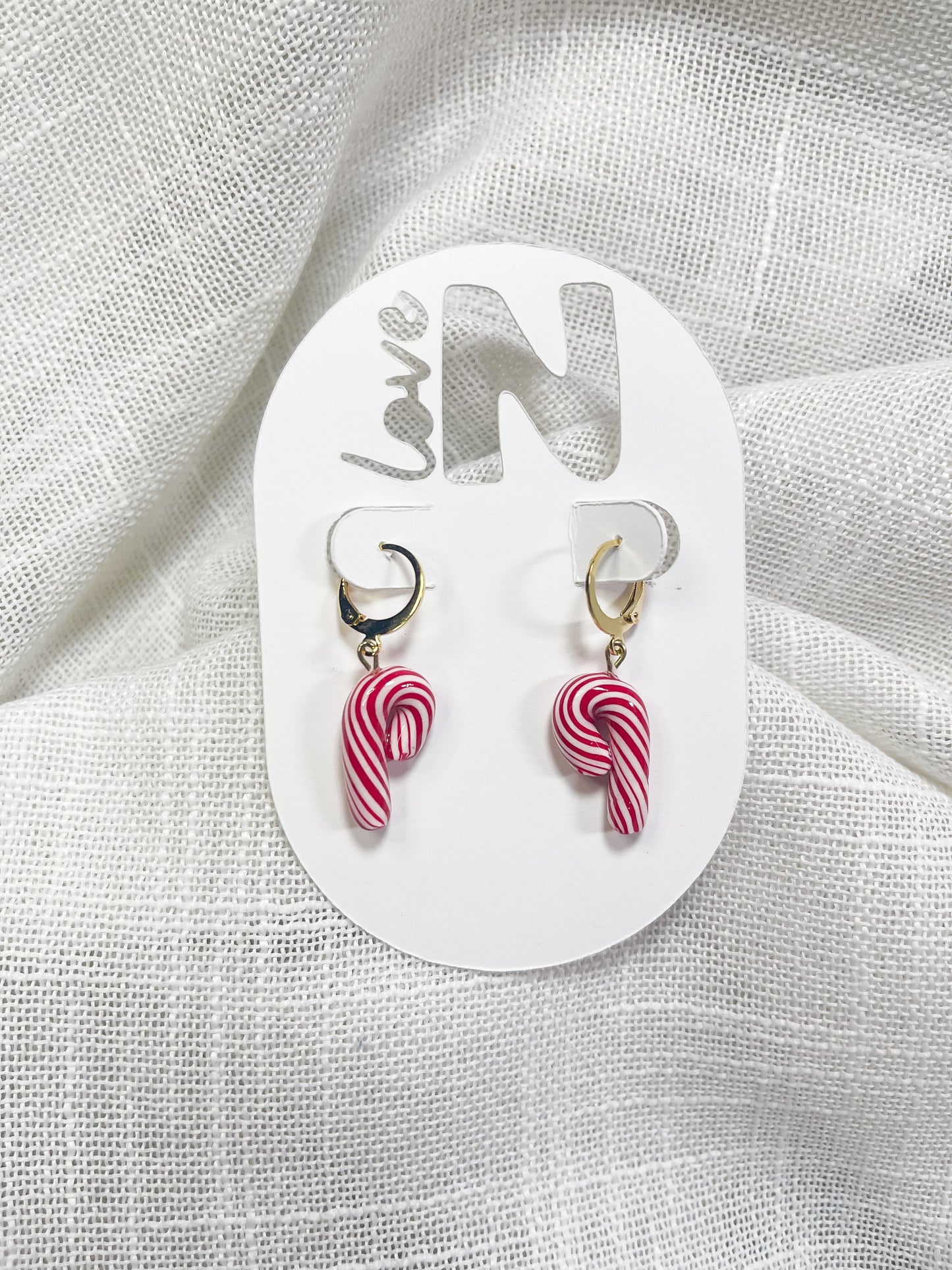 Candy Cane Huggie Hoops